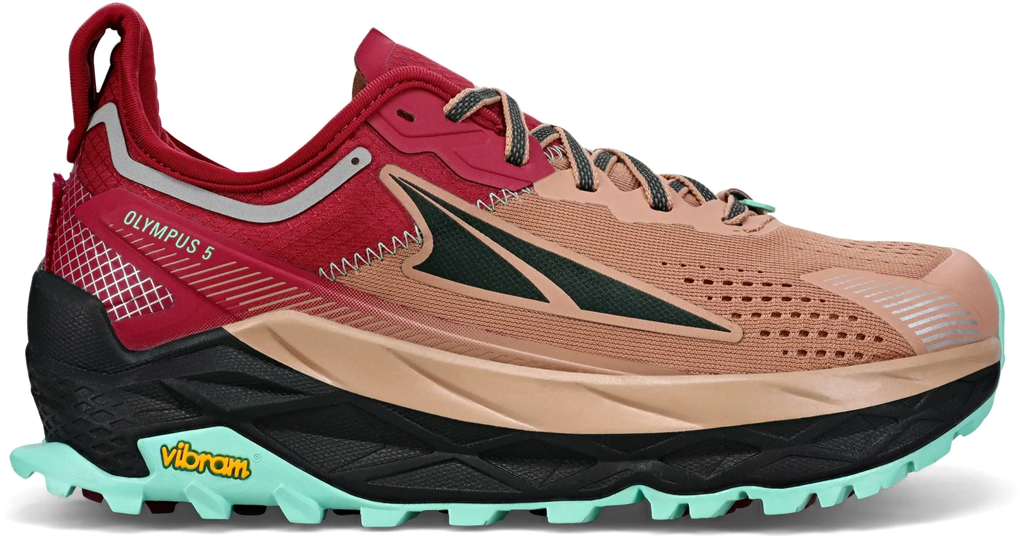 Altra Olympus 5 Womens Trail Running Shoes - Brown Collar design minimizes pressure around the ankle Flat Ground