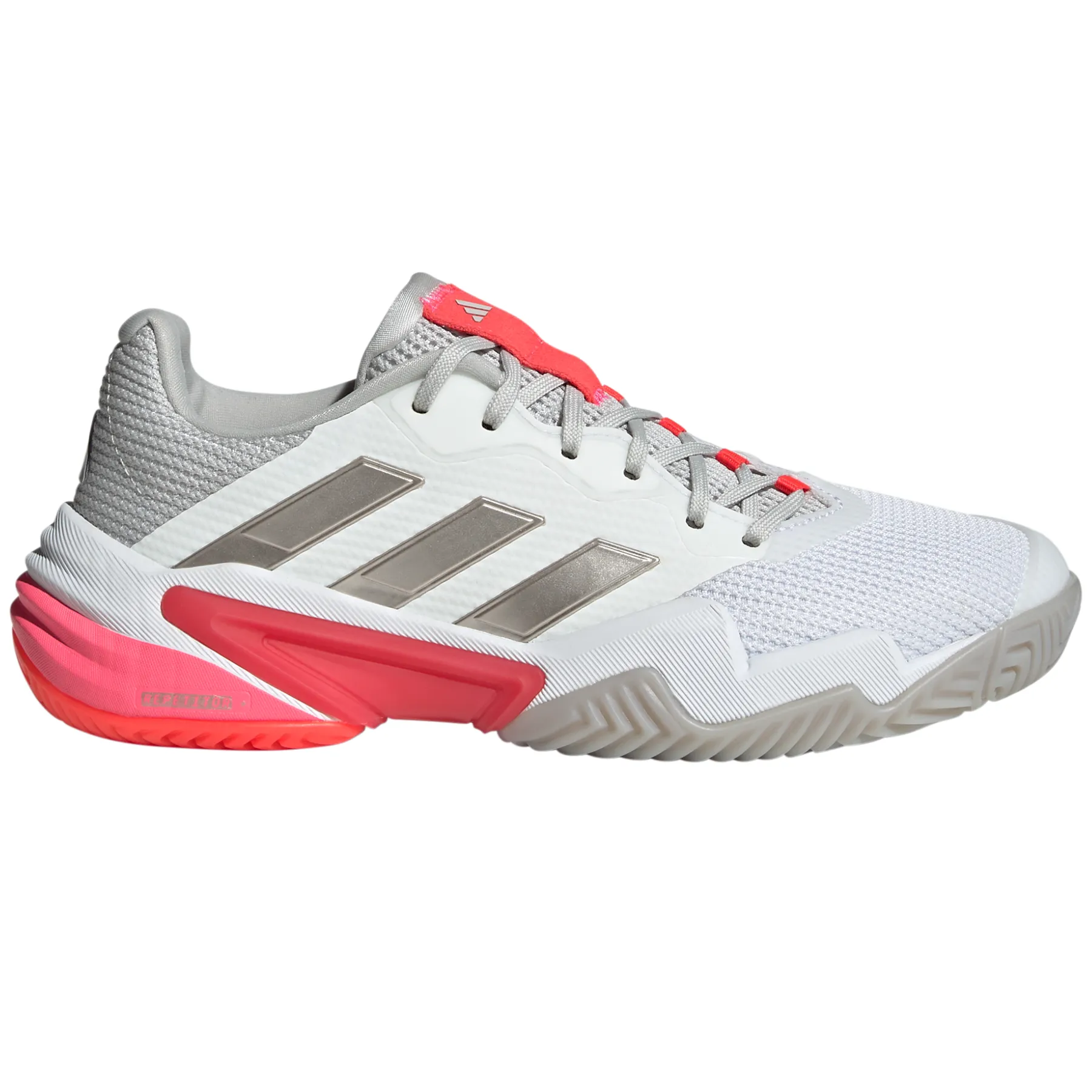 Flex support Ergonomic Fit Adidas Barricade 13 Womens Tennis Shoes - Cloud White/Champagne Met. /Lucid Red