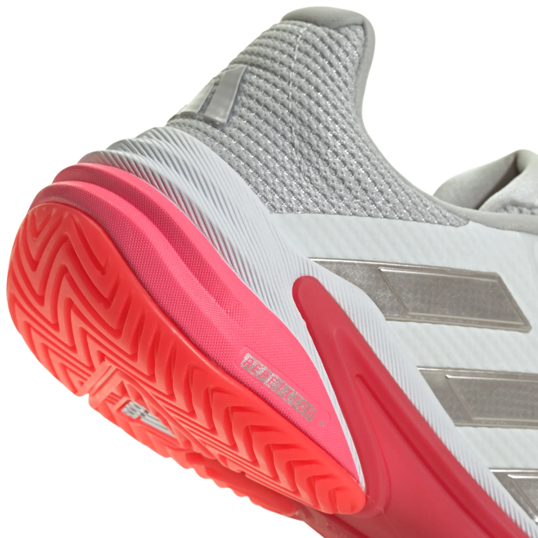 Adidas Barricade 13 Womens Tennis Shoes - Cloud White/Champagne Met. /Lucid Red Impact Control