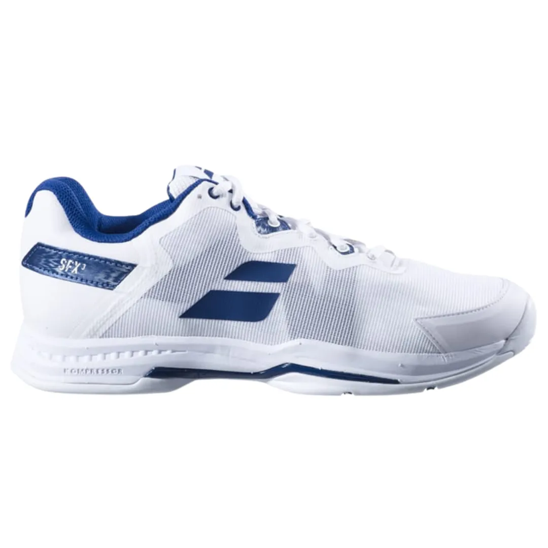 Soft Interior Daily Motion Babolat SFX3 All Court Men Tennis Shoes - White/Navy