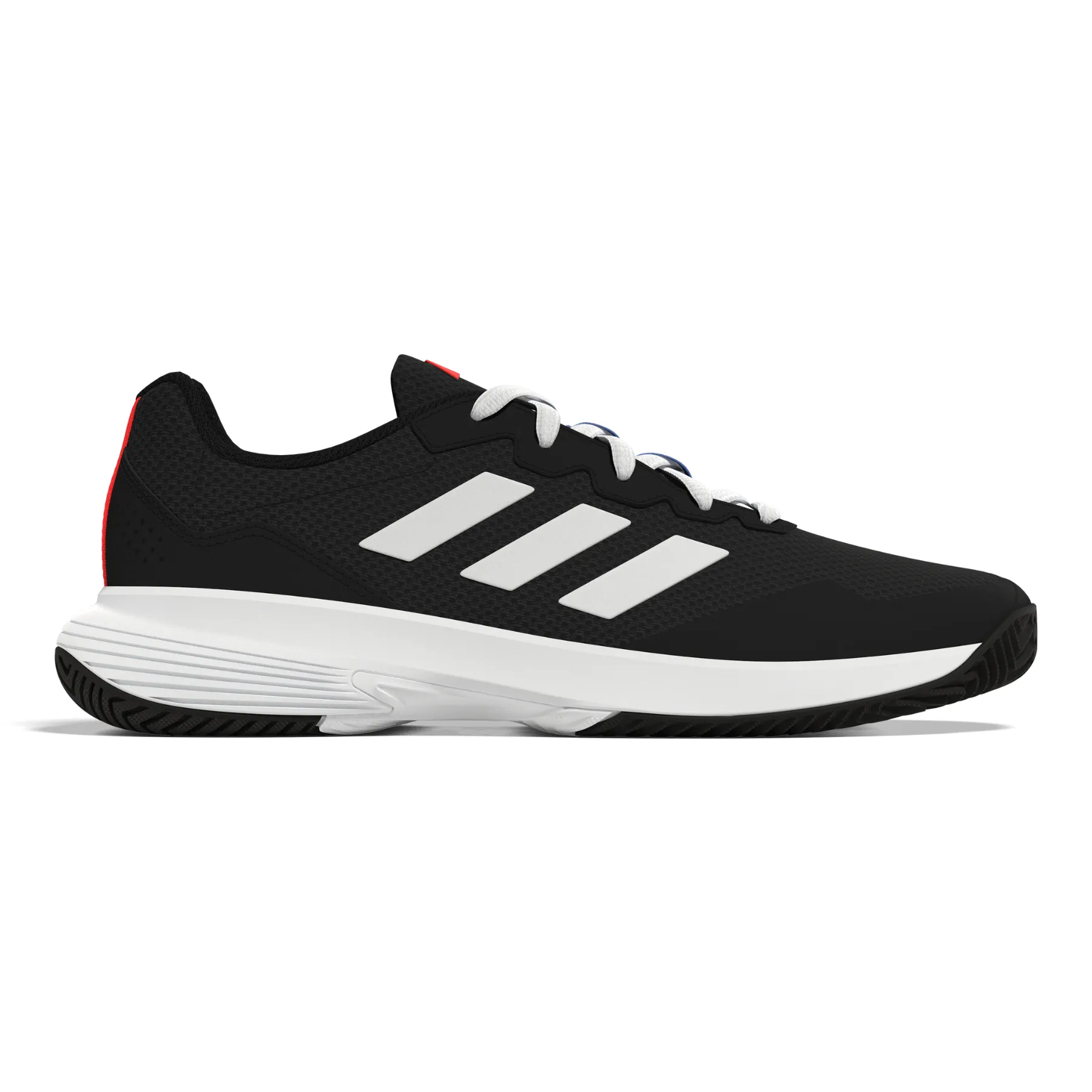 Narrow Fit Modern Motion Adidas Performance Game Court 2.0 Men Tennis Shoes - Core Black/Ftw White/Solar Red