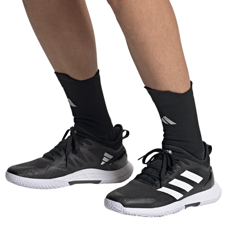 fitness gear Flexible Sole Adidas Adizero Ubersonic 4.1 Mens Tennis Shoes - Core Black / White / Grey Four