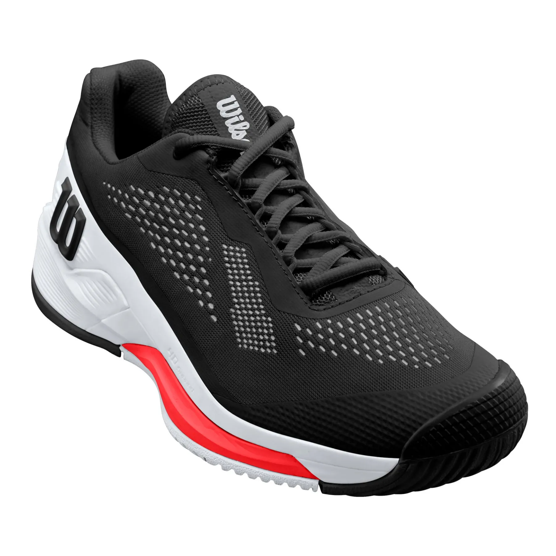 Neutral Tone Wilson Men Rush Pro 4.0 2022 Tennis Shoes - Black/ White/ Poppy