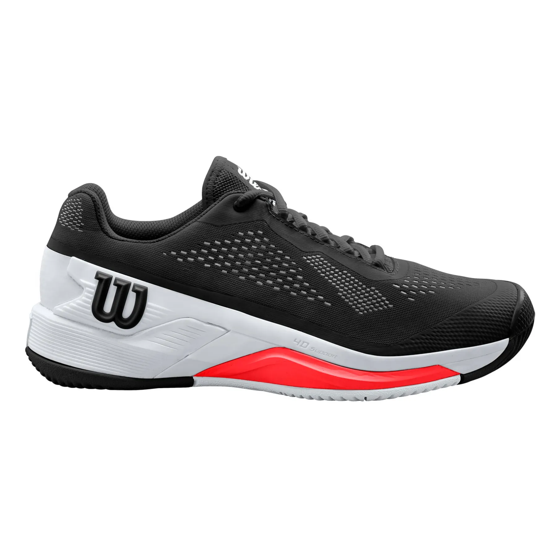 Wilson Men Rush Pro 4.0 2022 Tennis Shoes - Black/ White/ Poppy Minimal Look