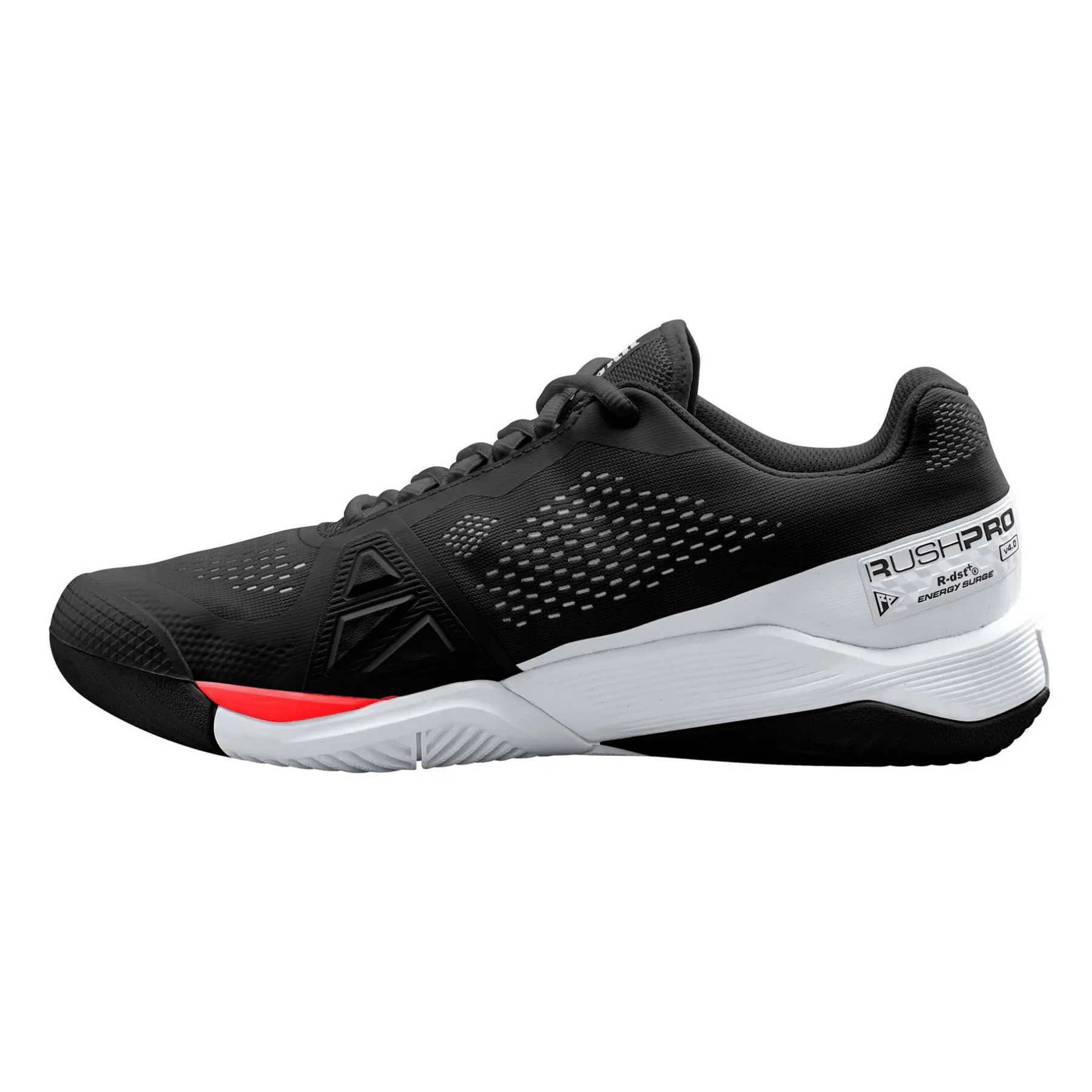 Enhanced comfort Wilson Men Rush Pro 4.0 2022 Tennis Shoes - Black/ White/ Poppy