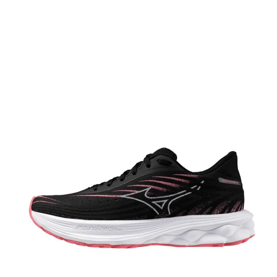 Mizuno Women's Wave Skyrise 6 Running Shoes in Black/Camellia Rose SS25 Comfort Flexibility