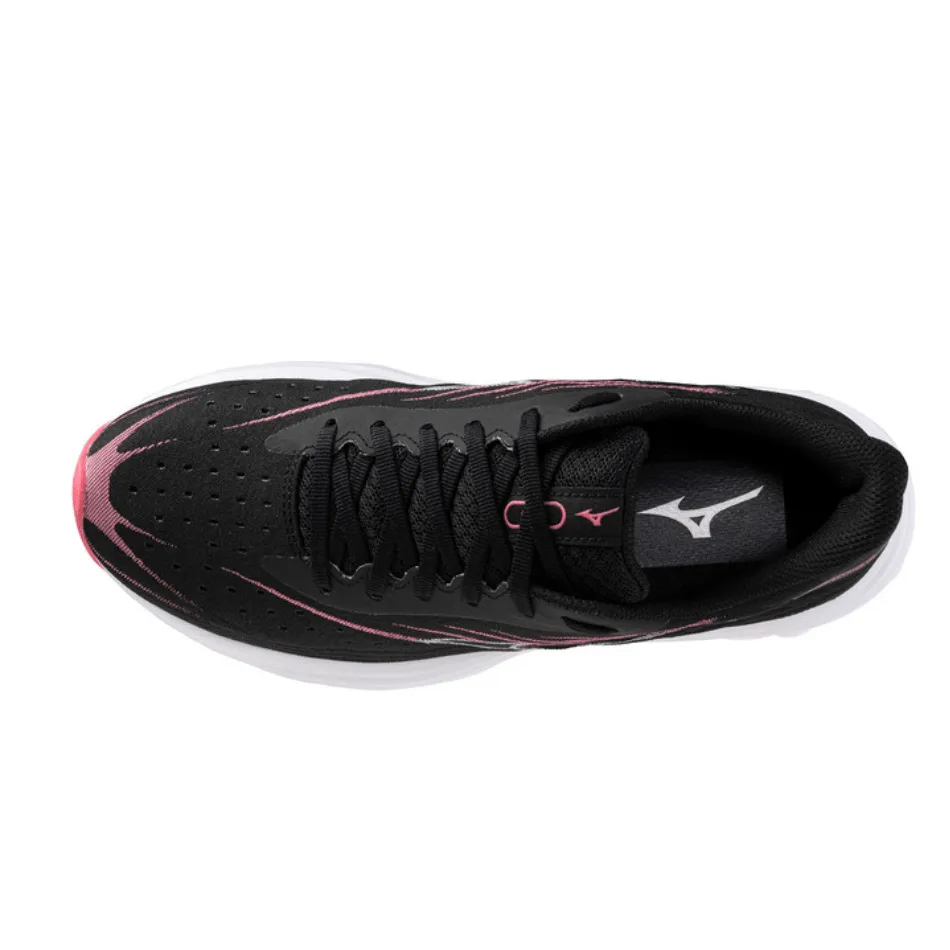 Mizuno Women's Wave Skyrise 6 Running Shoes in Black/Camellia Rose SS25 balance and coordination running shoe help Anatomical shape