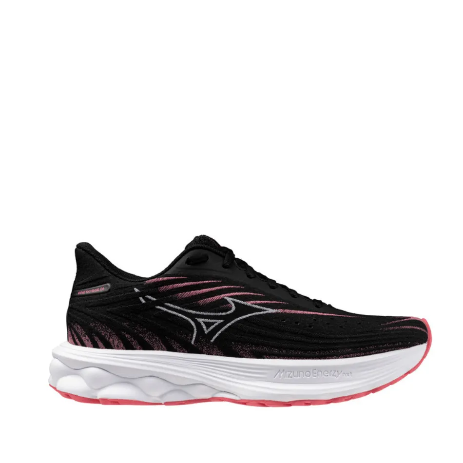 Mizuno Women's Wave Skyrise 6 Running Shoes in Black/Camellia Rose SS25 Trail Blazing