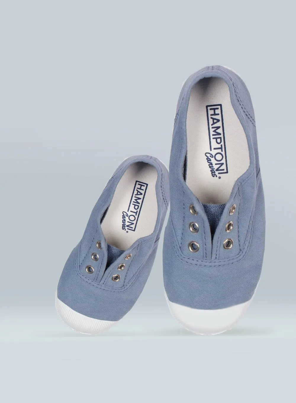 Hampton Canvas Plum Plimsolls in Steel Blue Fashionable Comfort