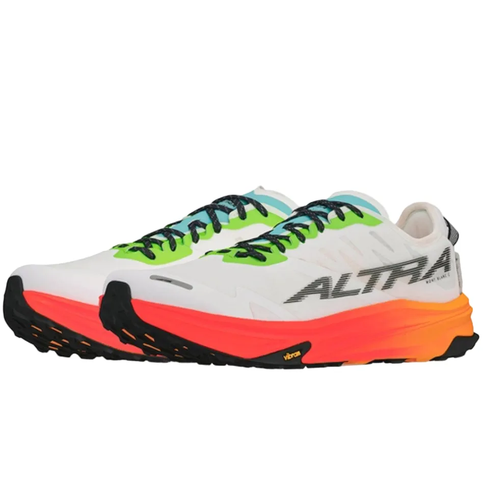 Altra Men's Mont Blanc Carbon Trail Running Shoes in White/Orange AW25 rubber - outsole - traction - grip shoes Comfortable lining