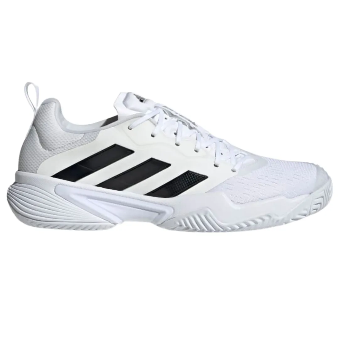 Adidas Barricade Mens Tennis Shoes - White/Black/Silver Breathable panel