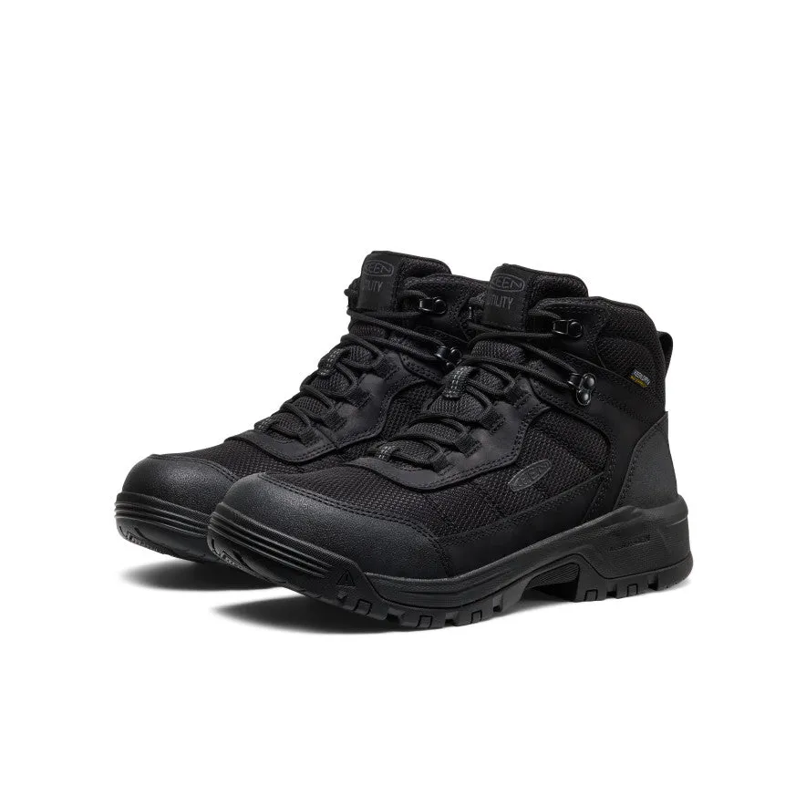 Men's Skokie Waterproof Work Boot (Soft Toe)  |  Black/Black Breathable mesh Molded heel cups improve balance and ankle stability