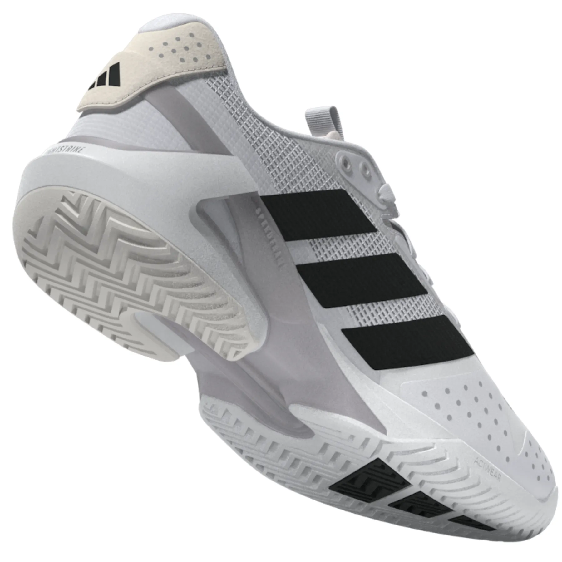 Adidas Adizero Ubersonic 5M Men Tennis Shoes - Cloud White / Core Black / Silver Metallic Lightweight Build