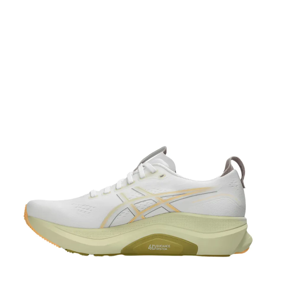 ultramarathons squash player shoes ASICS Men's GEL-KAYANO 32 Running Shoes in White/Orange Glow AW25