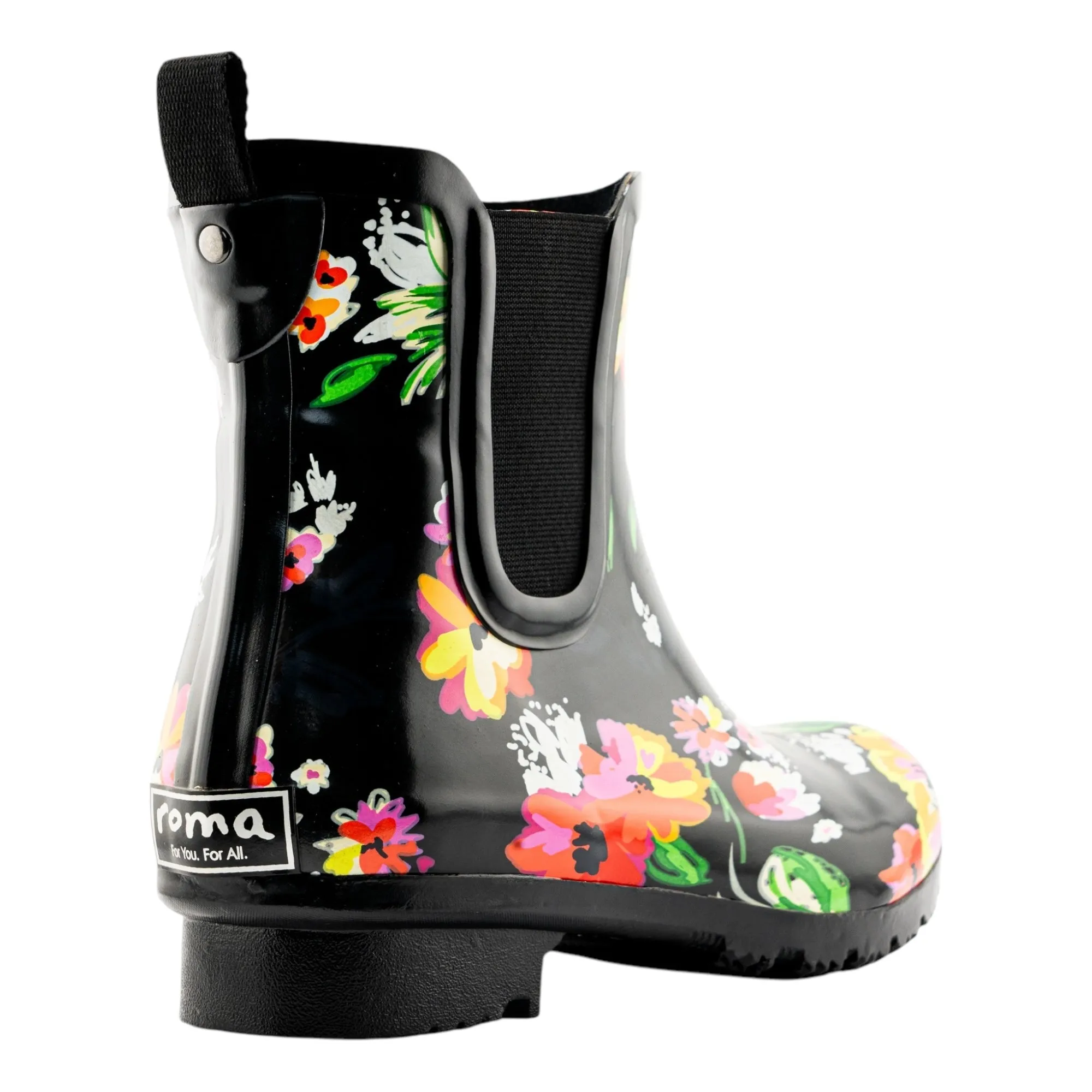 Chelsea Black Floral Women's Rain Boots Everyday Boot Look Chic But Casual
