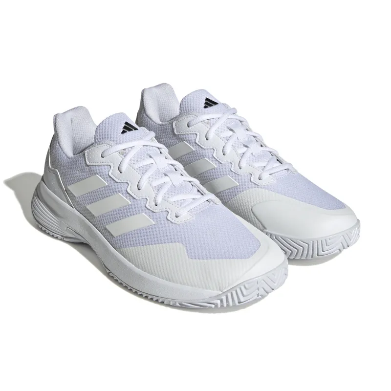 Adidas Performance Game Court 2 Mens Tennis Shoes - Cloud White / Cloud White / Matte Silver Low Top Anti microbial