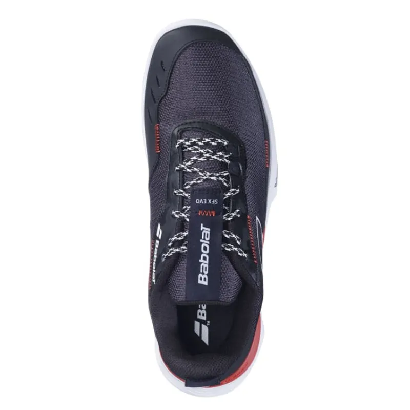 Everyday Use Sweat Control Babolat  SFX Evo Clay Men  Tennis Shoes - Black/Fiesta Red