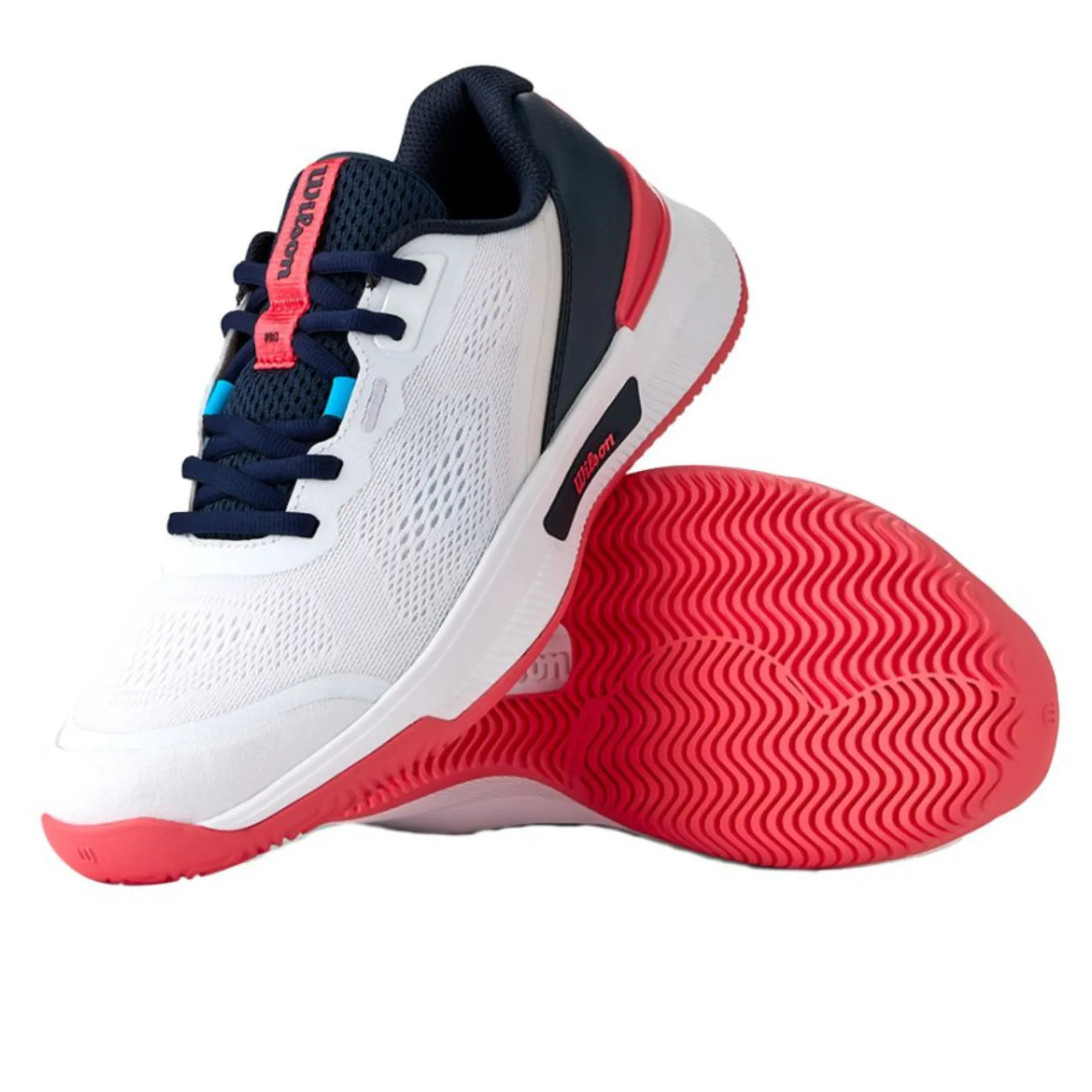 Quick Wear Moisture wicking Wilson Intrigue Pro Women Tennis Shoes - White/Navy/Blaze