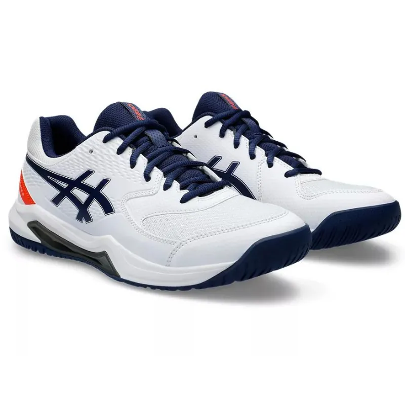 Asics GEL-DEDICATE 8 White/Blue Expanse Mens Tennis Shoes Foot Motion Casual Comfort
