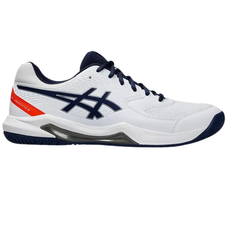 Sprint Practice Running Style Asics GEL-DEDICATE 8 White/Blue Expanse Mens Tennis Shoes