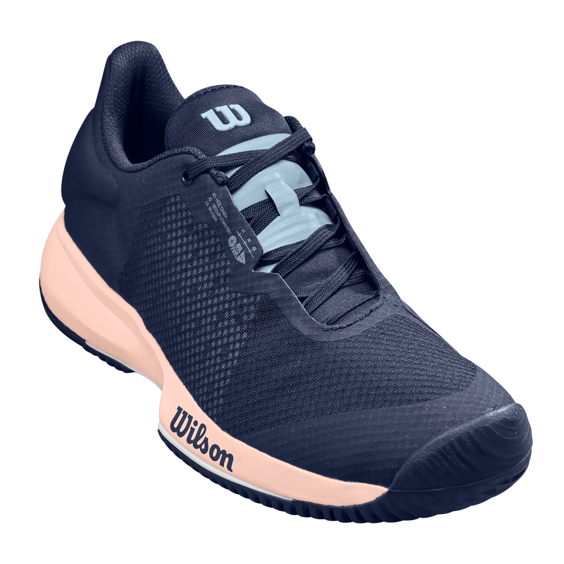 Wilson Womens Kaos Swift Tennis Shoes -  Peacoat/Scallop Shell/Baby Blue All Fit Smooth Motion