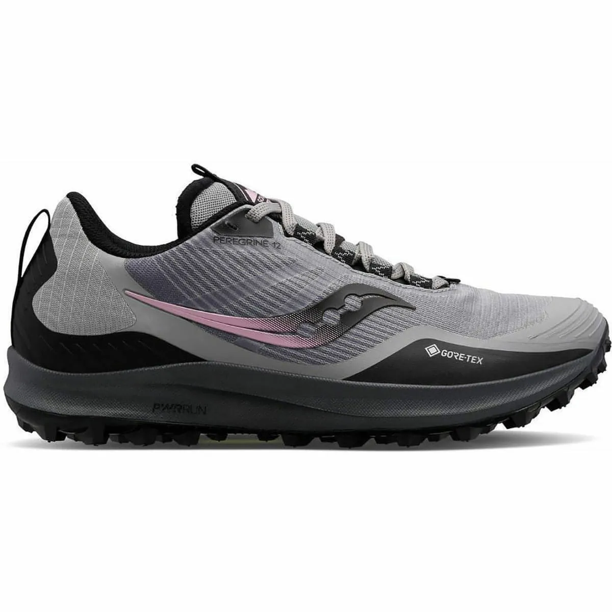 Saucony Peregrine 12 GORE-TEX Womens Trail Running Shoes - Grey Reinforced seams add durability without extra bulk Springy