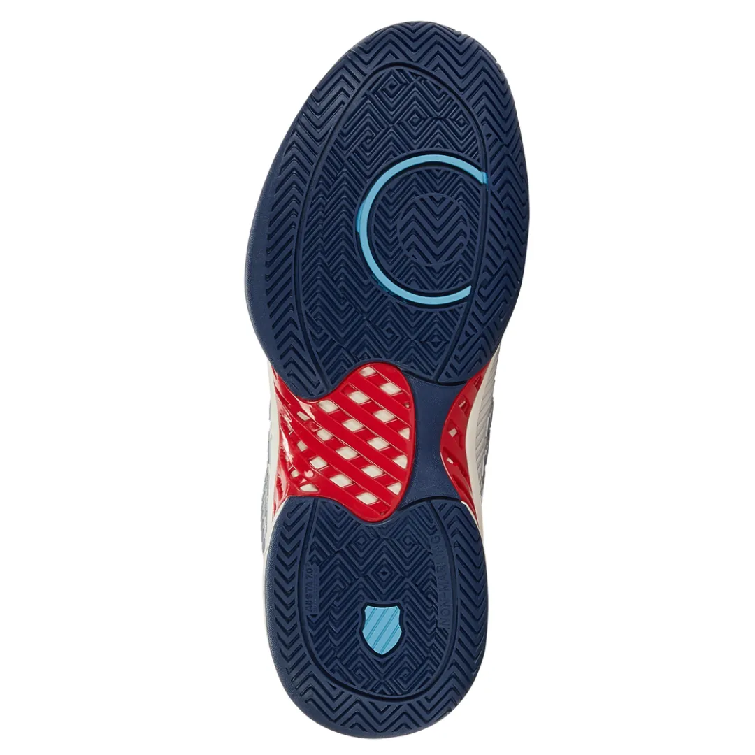 Air Flow Modern Motion K Swiss Hypercourt Express 2 Men Tennis Shoes - Blanc De Blanc/Blue Opal/Lollipop