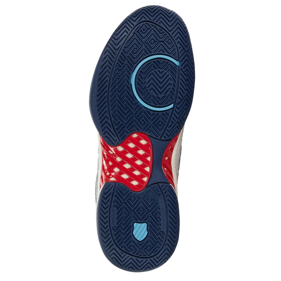 K Swiss Hypercourt Express 2 Men Tennis Shoes - Blanc De Blanc/Blue Opal/Lollipop Versatile Fit Road Friendly