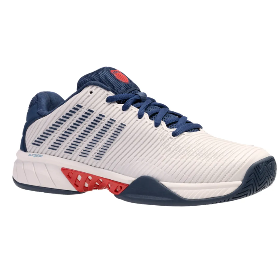 Breathable K Swiss Hypercourt Express 2 Men Tennis Shoes - Blanc De Blanc/Blue Opal/Lollipop
