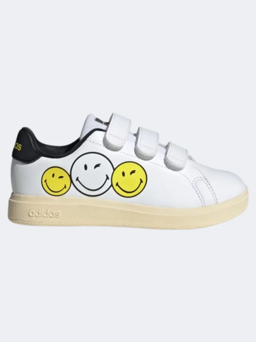 Mid Top Vintage Mood Adidas Advantage Smiley Ps Boys Sportswear Shoes White/Yellow/Black