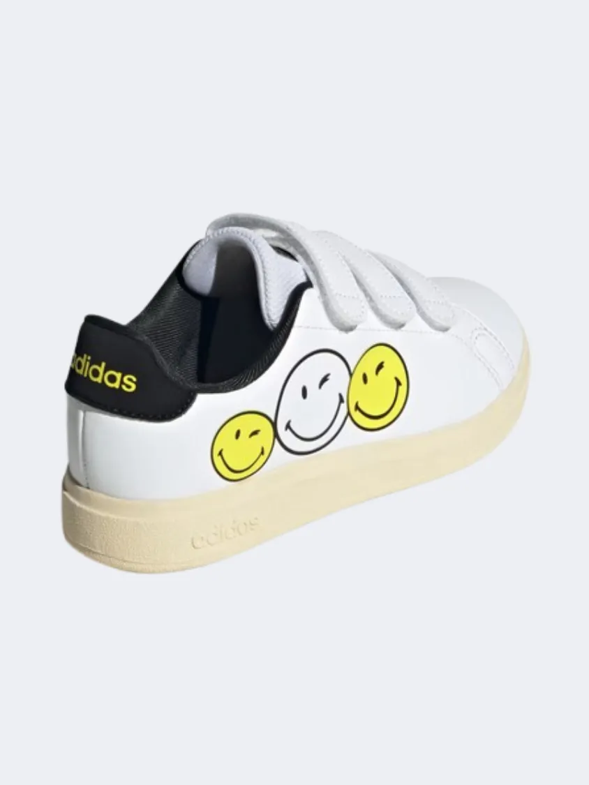Queen Touch Hero Mode Adidas Advantage Smiley Ps Boys Sportswear Shoes White/Yellow/Black