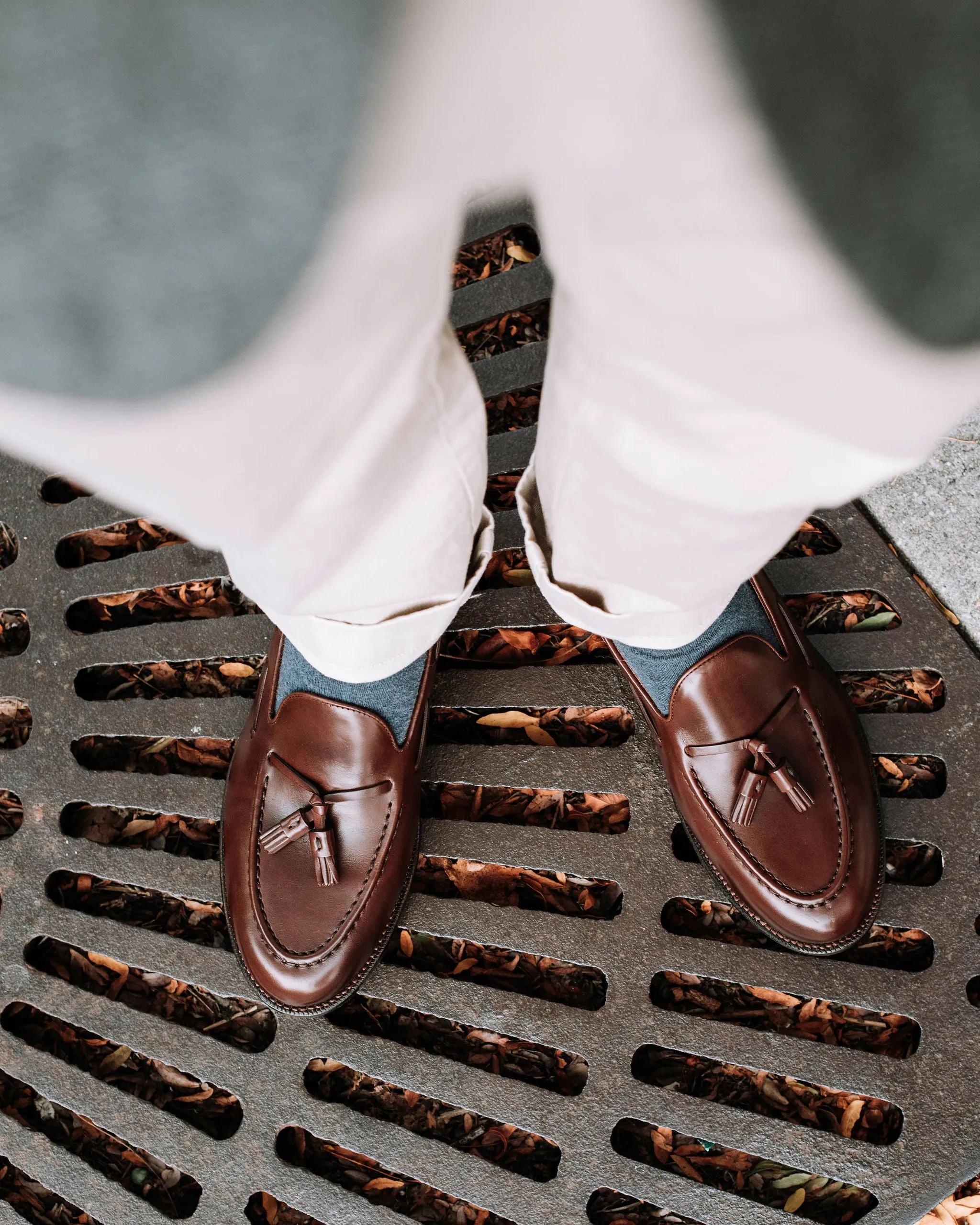 Bright Accents Street Path Tassel Loafer Tobacco Calf
