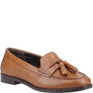 Tan Connie Tassel Loafers Heel Clear