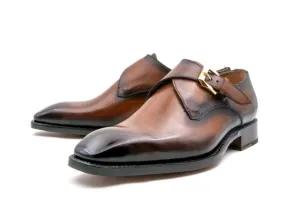 Success Shade "Edward Sr." Burnished Calfskin Monkstrap Shoe Tobacco