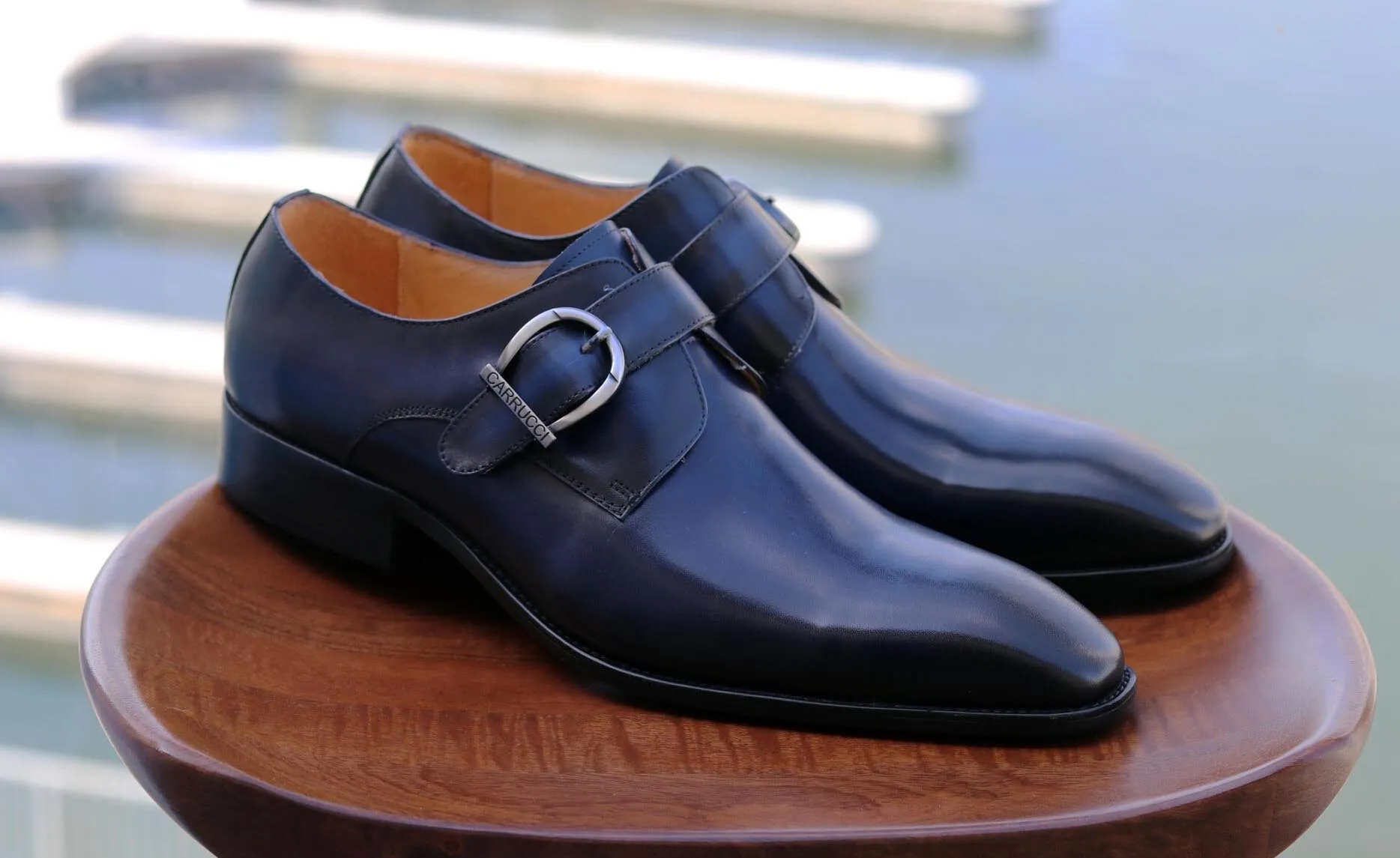 Light Shade Subtle Class Calfskin Monkstrap Navy