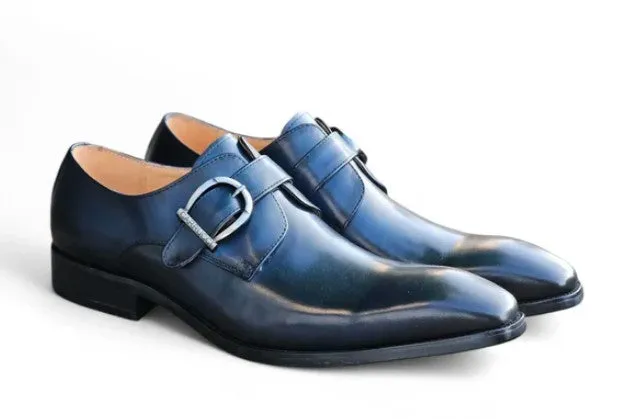 Calfskin Monkstrap Navy Sun shield