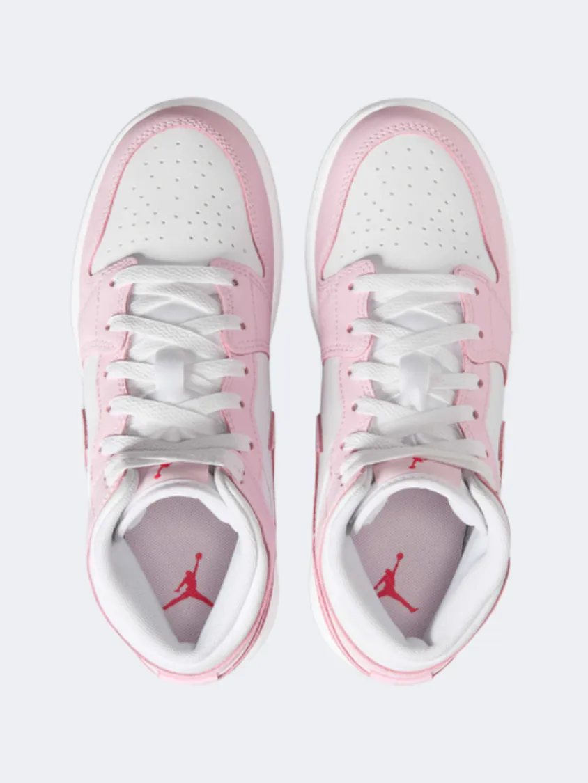 Nike Air Jordan 1 Mid Gs Girls Lifestyle Shoes Pink Foam Dock Easy forest walk