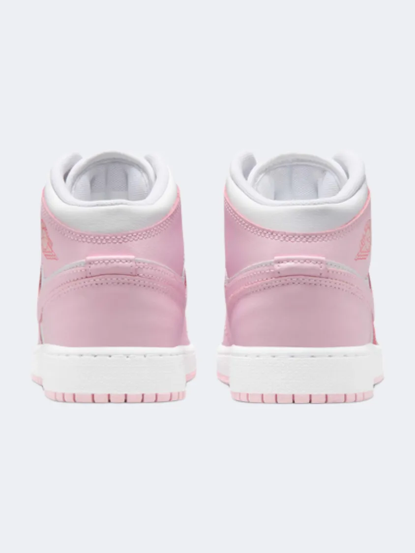 Nike Air Jordan 1 Mid Gs Girls Lifestyle Shoes Pink Foam Performance