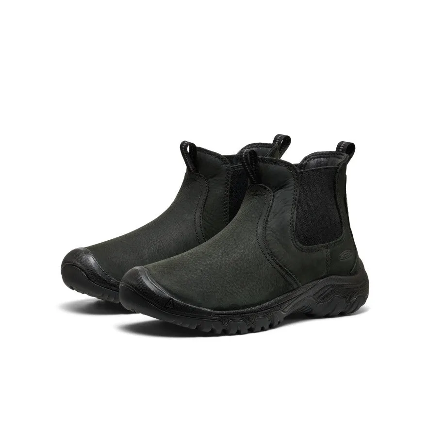 Women's Greta II Waterproof Chelsea  |  Black/Black Work Ready Satin Glow
