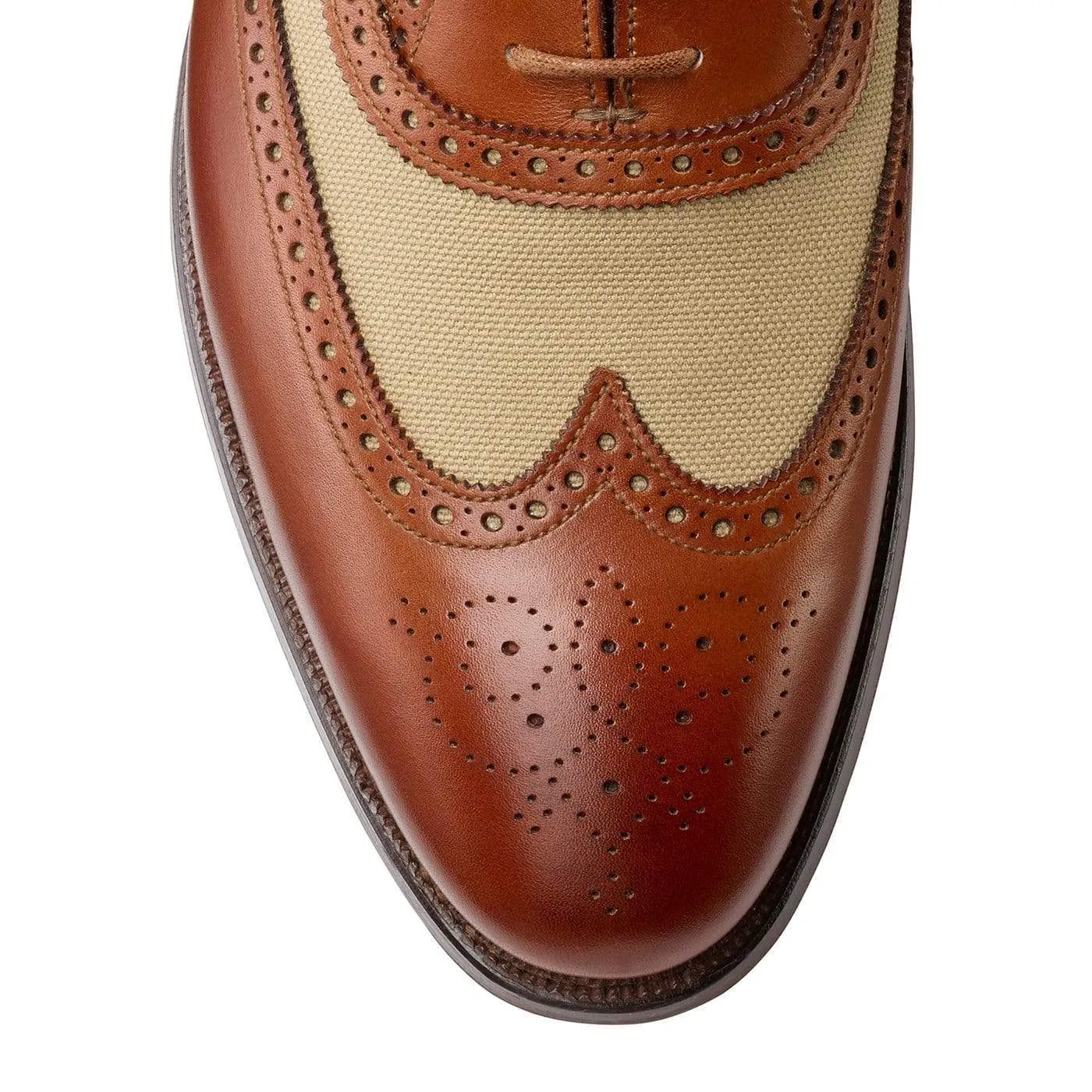Gerrard 4 Mahogany Calf & Stone Canvas Stylish Appearance Sharp Finish