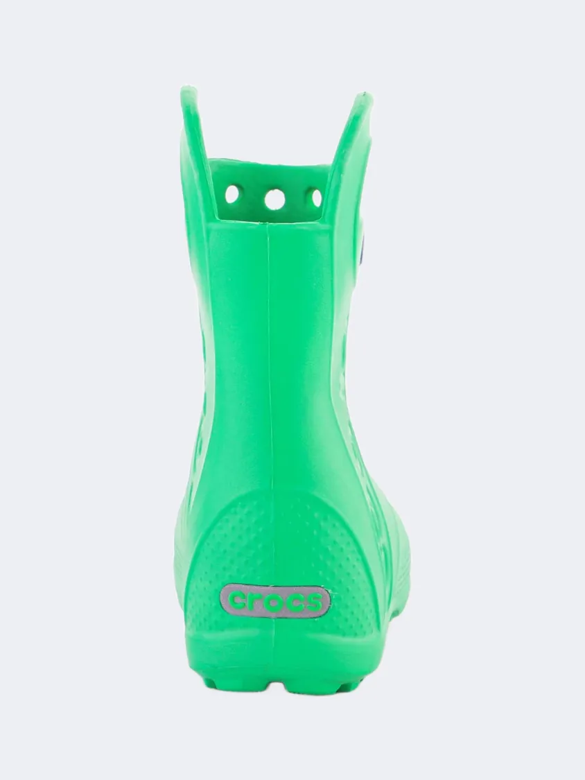 Crocs Handle It Rain Kids-Unisex Lifestyle Boots Grass Green Wide toe box Fairy Step