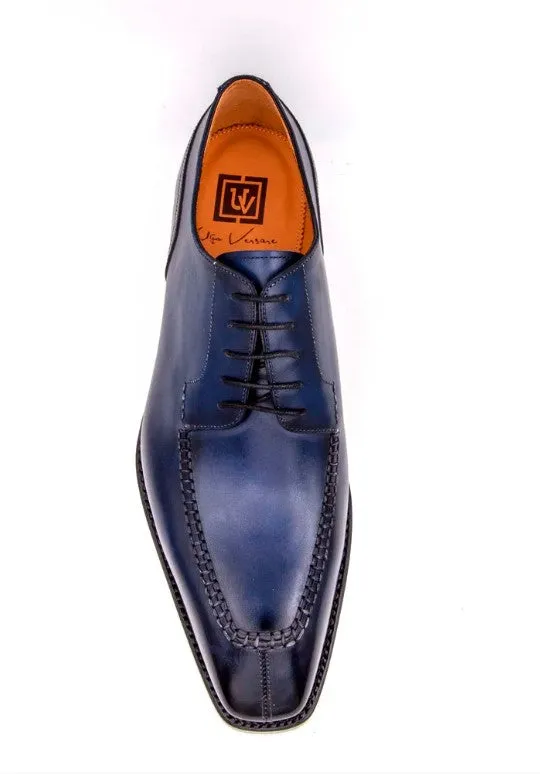 Fiber Mix Game Fit "Norman" Burnished Calfskin Lace-Up Split-Toe Oxford Navy