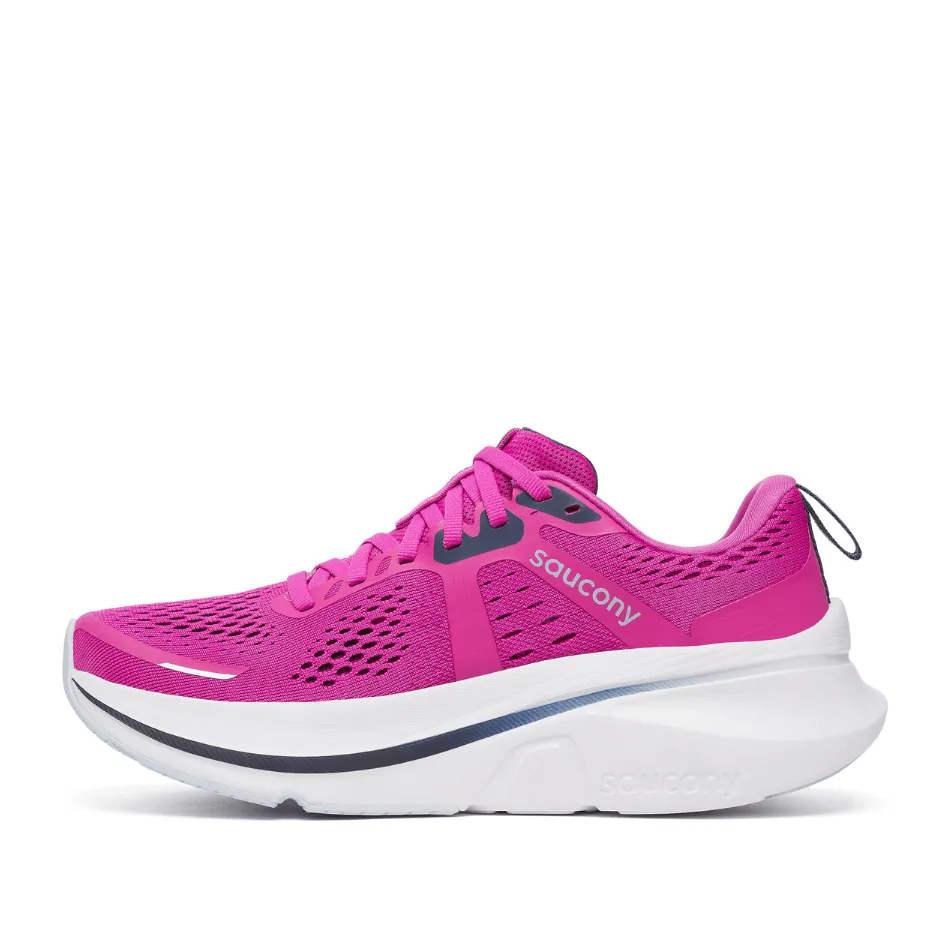 Ventilated Sides Saucony Women's Guide 18 Running Shoes in Fuchsia/Navy SS25