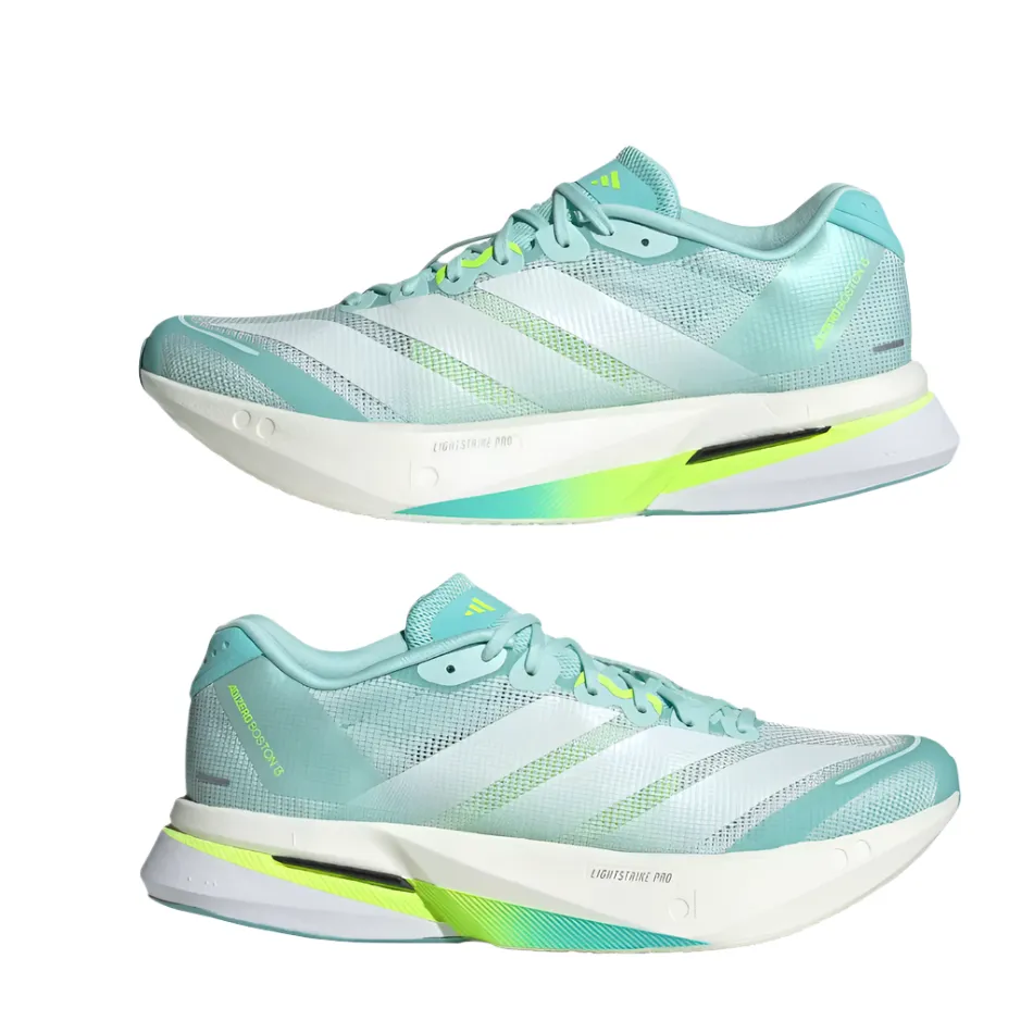 odor - control insole shoes Adidas Women's Boston 13 Running Shoes in Semi Flash Aqua/Zero Metalic/Lucid Lemon AW25
