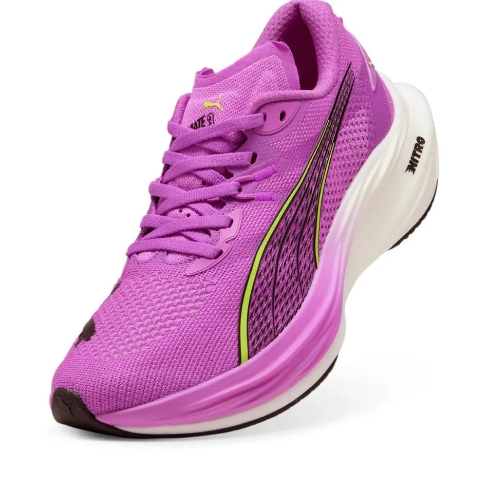 synthetic leather shoes AirCushion Puma Women's Deviate NITRO 3 Running Shoes in Pure Magenta/Yellow Alert/Puma White SS25