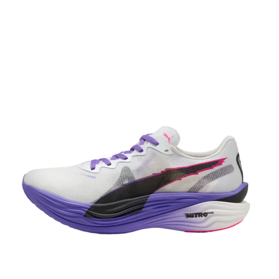Shock Zone left - foot PUMA Men's Deviate NITRO Elite 3 DIGITOKYO Running Shoes in PUMA White/Dark Amethyst AW25