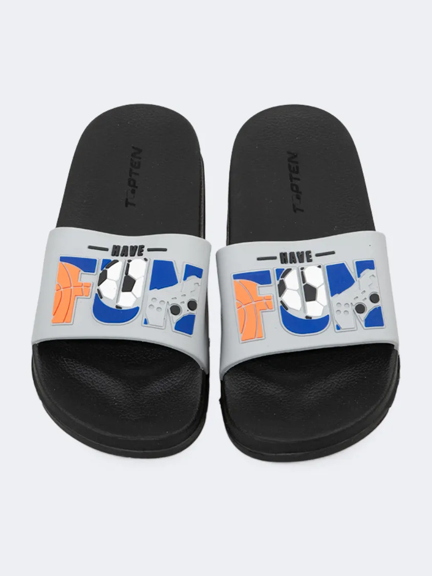 Body Align Top Ten Casual Beach Kids-Boys Slide Black/Grey