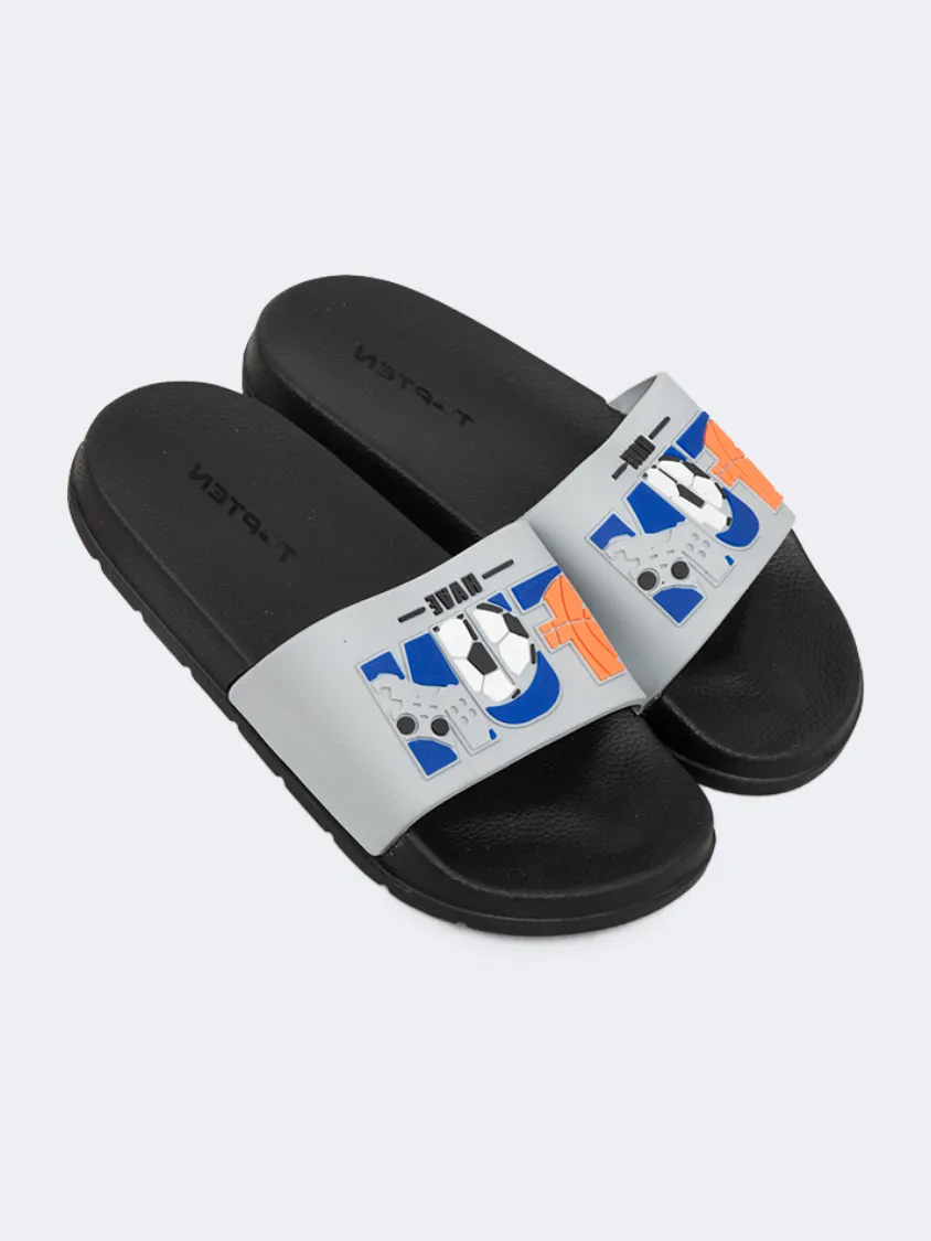 Rain Step Removable insole Top Ten Casual Beach Kids-Boys Slide Black/Grey