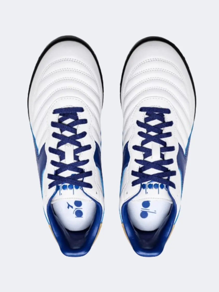 Diadora Brasil 2 Men Football Shoes White/Blue/Gold heavy - duty sole shoes