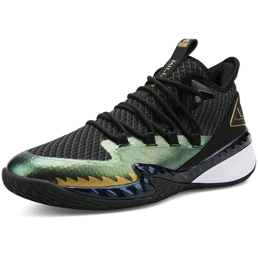 Hyperelastic Compound PEAK  Professional Basketball Shoes Mid Sneakers Black Gold DA920231